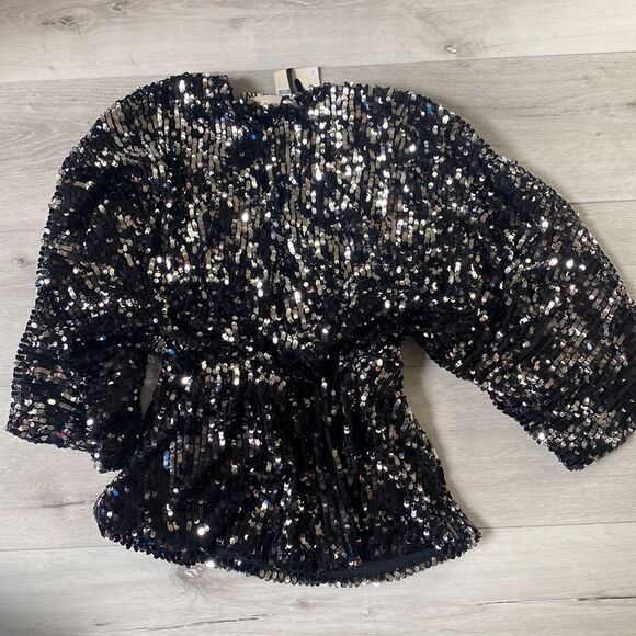 Aniyeby Top Amanda Sequence Nero Color Size S Nwt - Picture 8 of 8